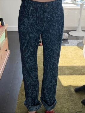 NWT ZARA Dark Blue Paisley Jeans